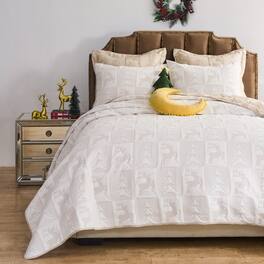 BreeBe - Reindeer Games Coverlet Set - 2 Piece Twin/XL - White