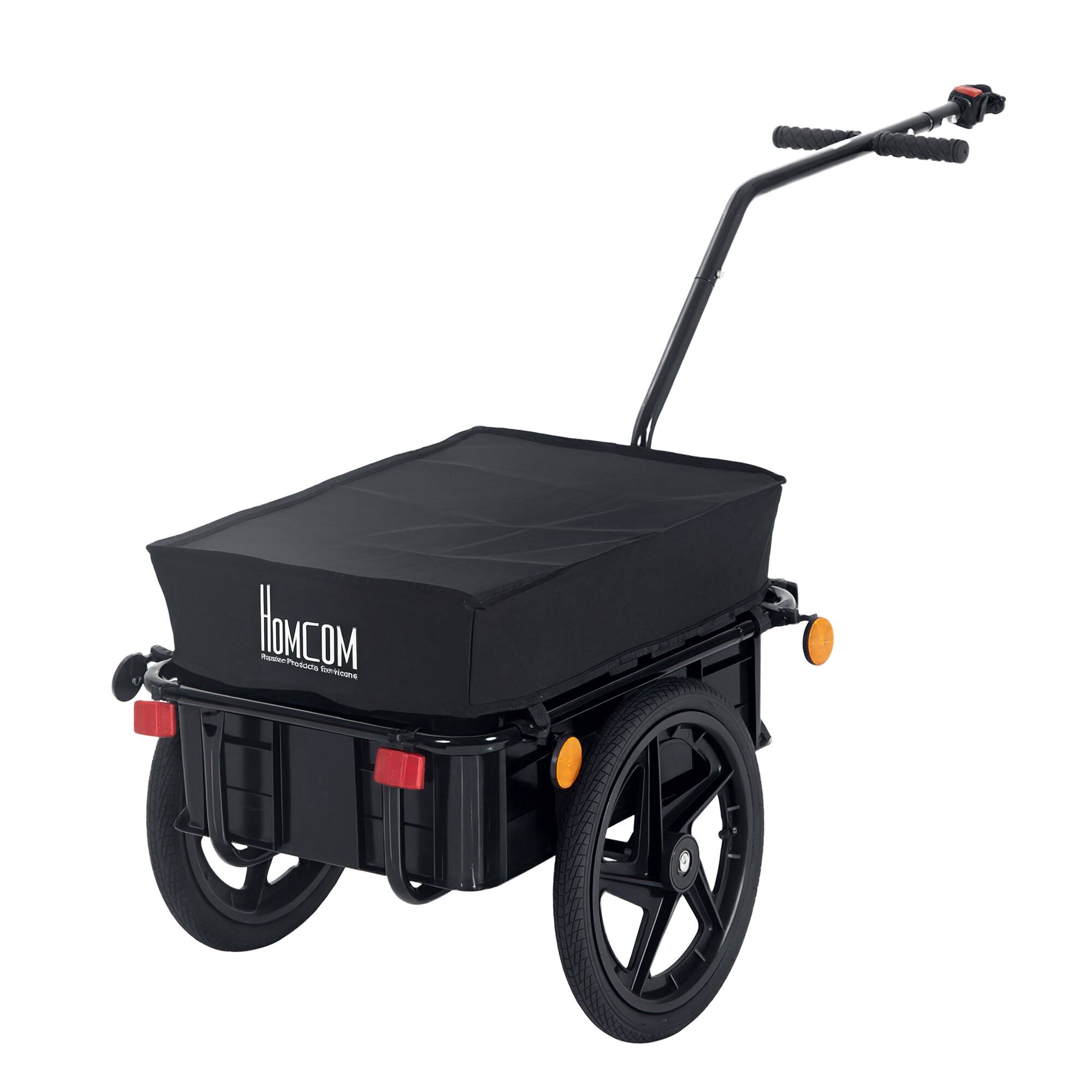 Aosom - Bicycle Cargo Trailer with Removable Box and Waterproof Cover, Bike Wagon Trailer with Two 16in Wheels - Black