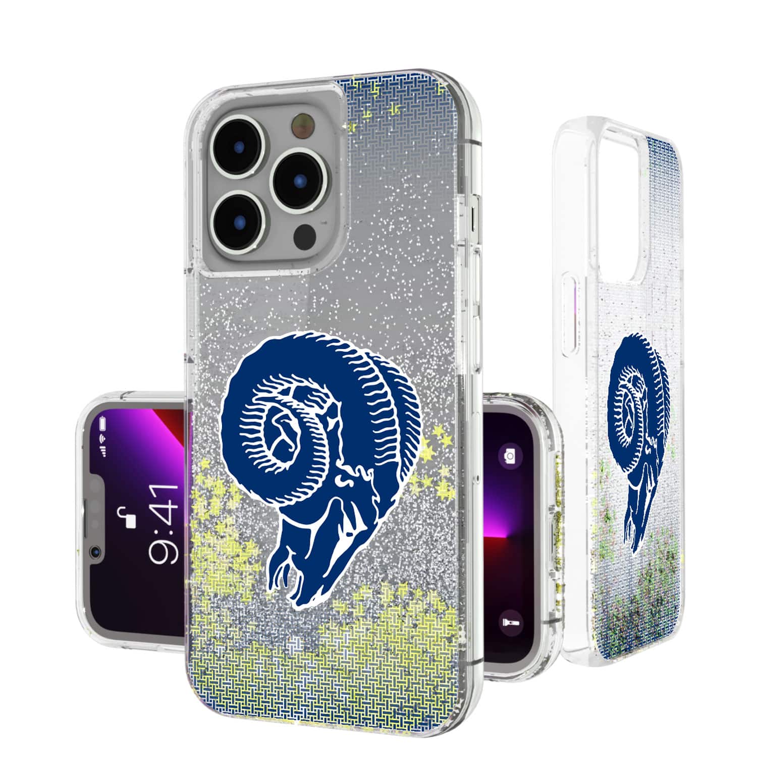 Keyscaper - NFL - Los Angeles Rams Linen Logo iPhone Glitter Case - 15 - Multicolor