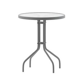 Flash Furniture - Bellamy 23.75'' Silver Round Tempered Glass Metal Table - Gray