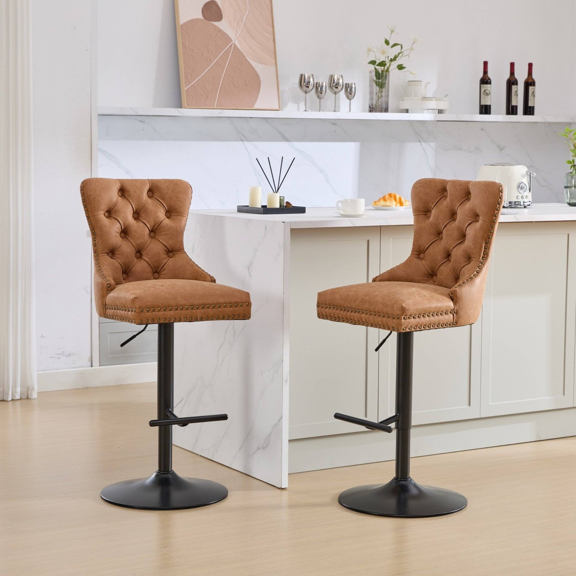 Alt View 2. Boyel Living - Adjustable Swivel Bar Stools Set of 2 with Upholstered Back - Orange.