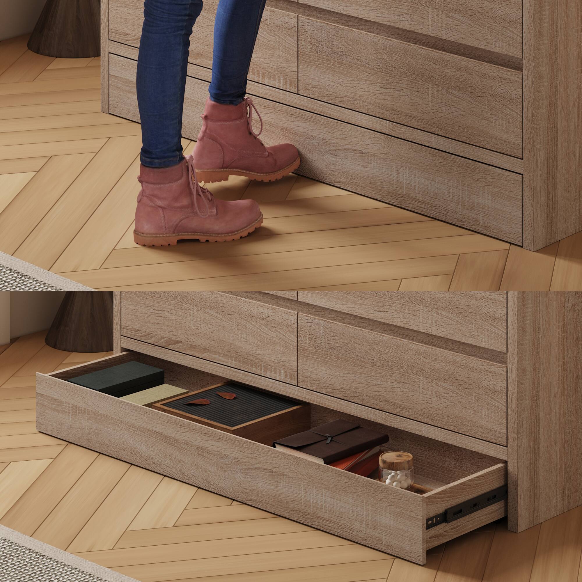 Alt View 1. Famapy - Famapy Wood - Grain Dresser with Hidden Drawers: Multi - Scene Storage Solution - Wooden.