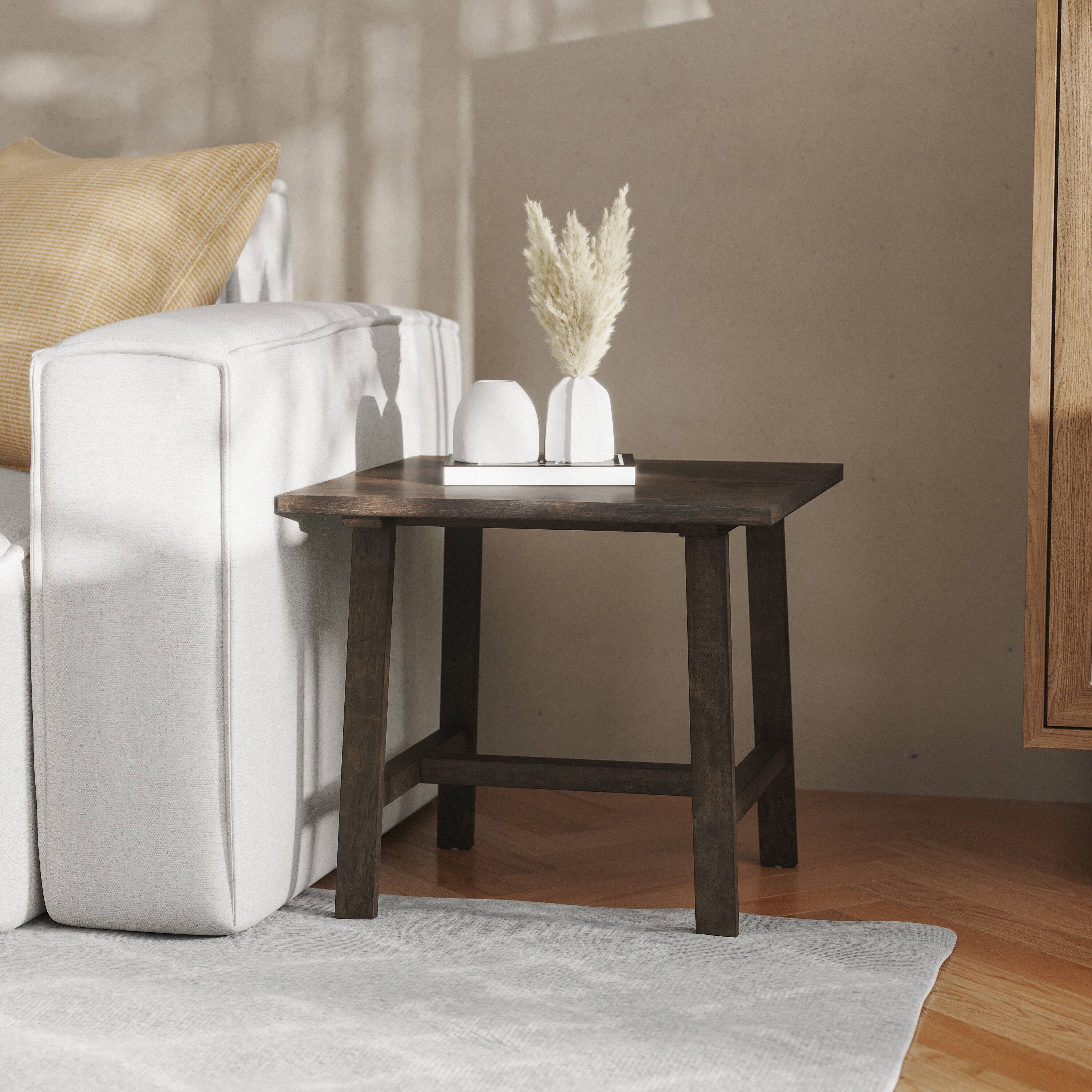 Alt View 2. Flash Furniture - Eli Solid Wood Farmhouse End Table, Trestle Style Accent Table in Dark Gray - Gray.