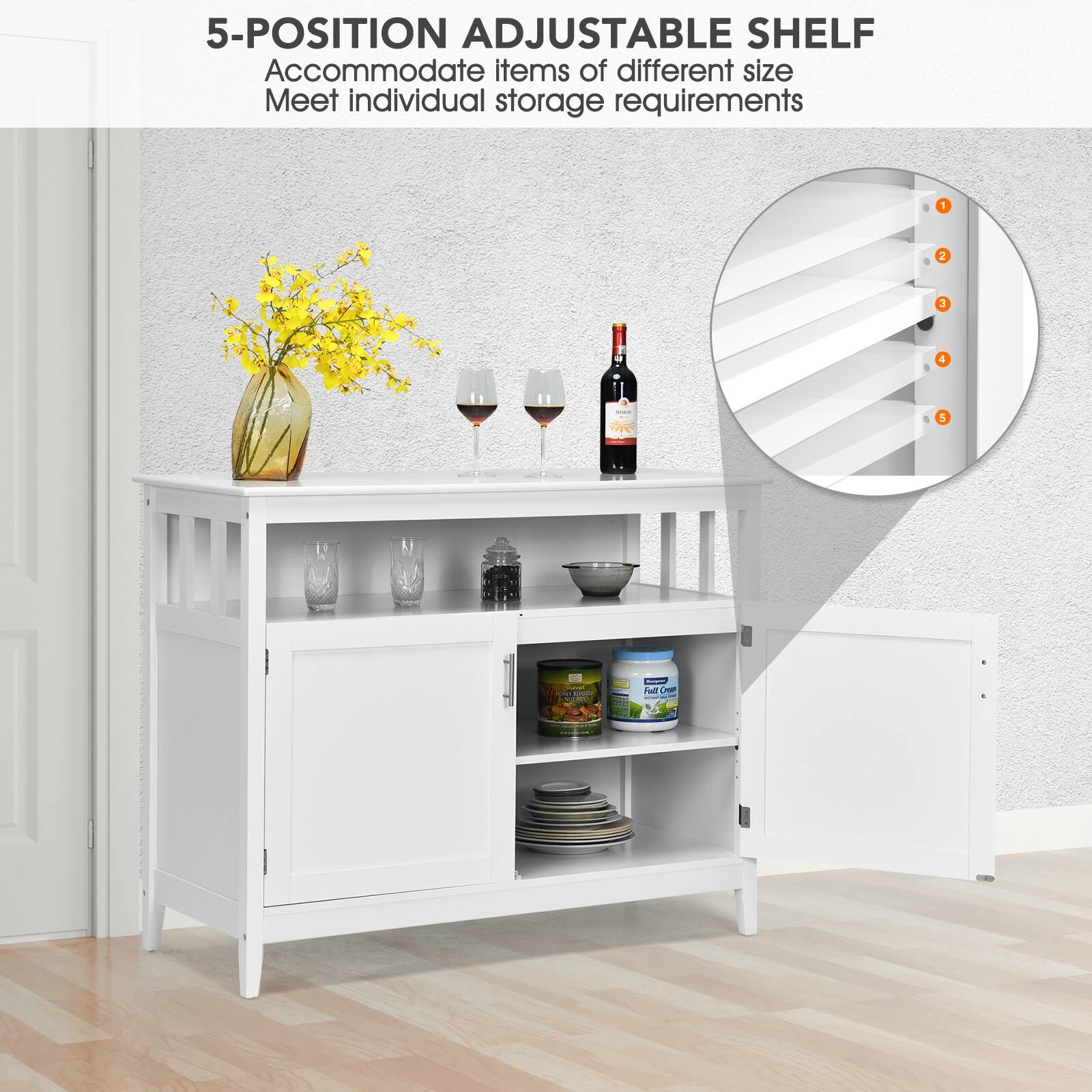 5-POSITION ADJUSTABLE SHELF  
Accommodate items of different size  
Meet individual storage requirements