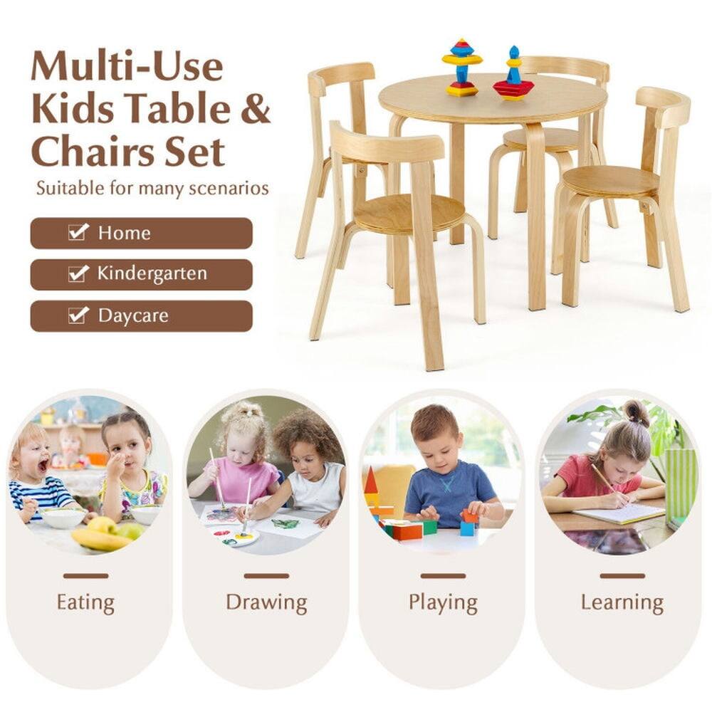 Multi-Use Kids Table & Chairs Set  
Suitable for many scenarios  
- Home  
- Kindergarten  
- Daycare  

Eating  
Drawing  
Playing  
Learning