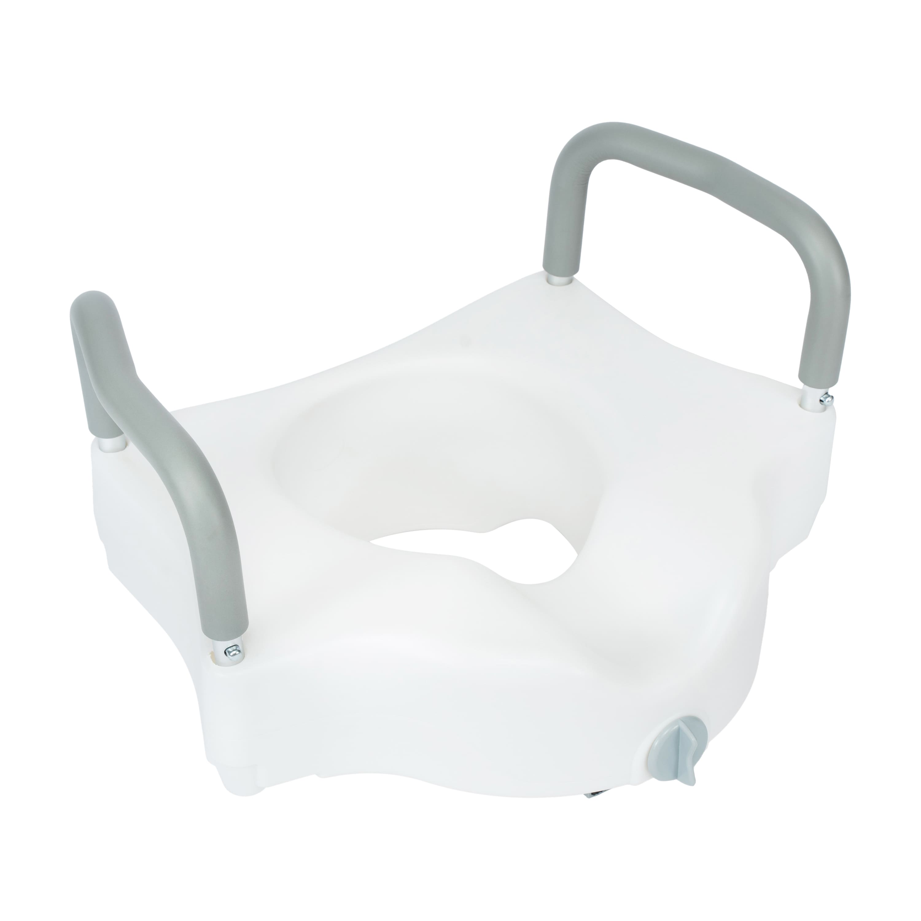 Emma + Oliver - Ramsey Elevated Toilet Seat for the Elderly with Height Adjustable Foam Wrapped Handles and Locking Safety Mechanism - White