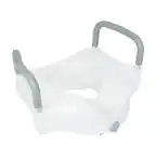 Front. Emma + Oliver - Ramsey Elevated Toilet Seat for the Elderly with Height Adjustable Foam Wrapped Handles and Locking Safety Mechanism - White.