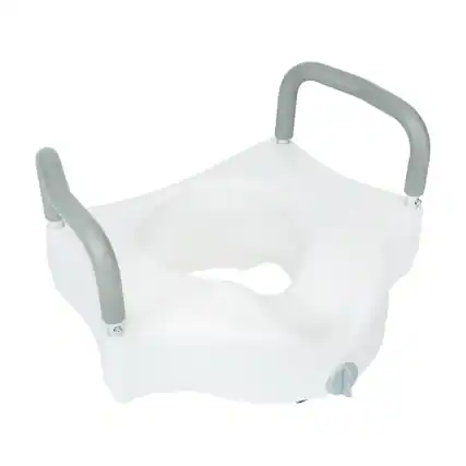 Front. Emma + Oliver - Ramsey Elevated Toilet Seat for the Elderly with Height Adjustable Foam Wrapped Handles and Locking Safety Mechanism - White.
