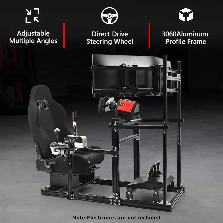 Custom Sim Cockpits Dardoo 3060 Aluminum Racing Simulator Cockpit with Seat and Triple TV ...