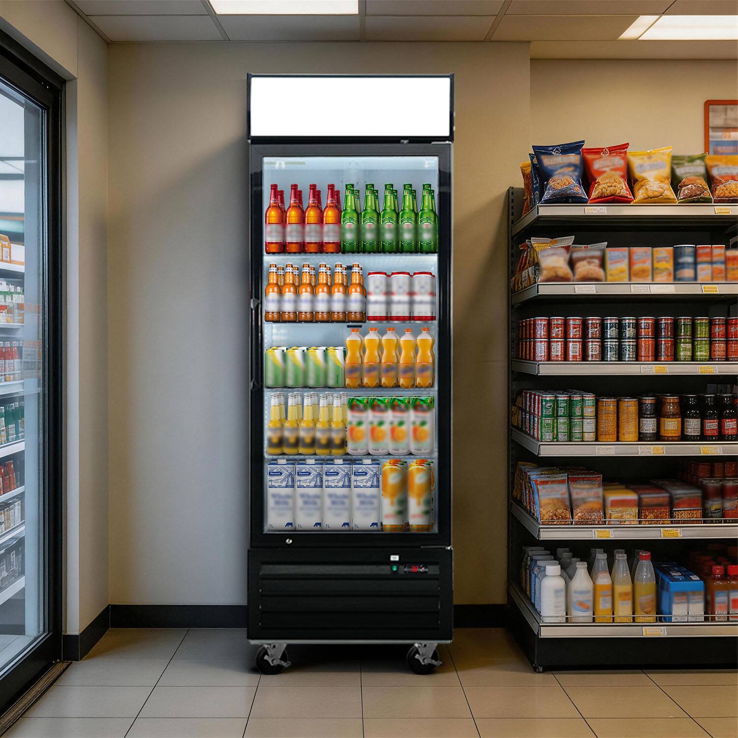 Alt View 1. WHALL - WHALL 19.3 Cu.Ft Commercial Glass Door Freezer, Upright Merchandiser, Auto Defrost, LED Light, ETL Certified - Black.