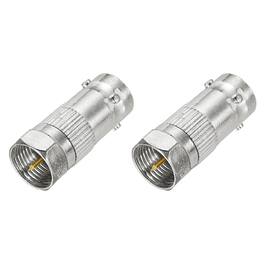 Unique Bargains - 2pcs Coaxial F Male to BNC Female Adapter, 75 Ohm Nickel Plated, 26x10.5mm for CCTV Camera & Gaming Console Durable - Silver
