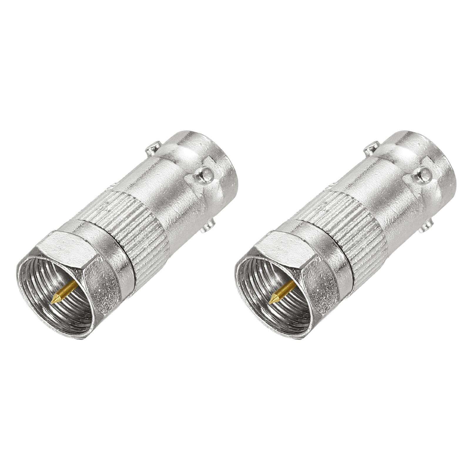 Front. Unique Bargains - 2pcs Coaxial F Male to BNC Female Adapter, 75 Ohm Nickel Plated, 26x10.5mm for CCTV Camera & Gaming Console Durable - Silver.