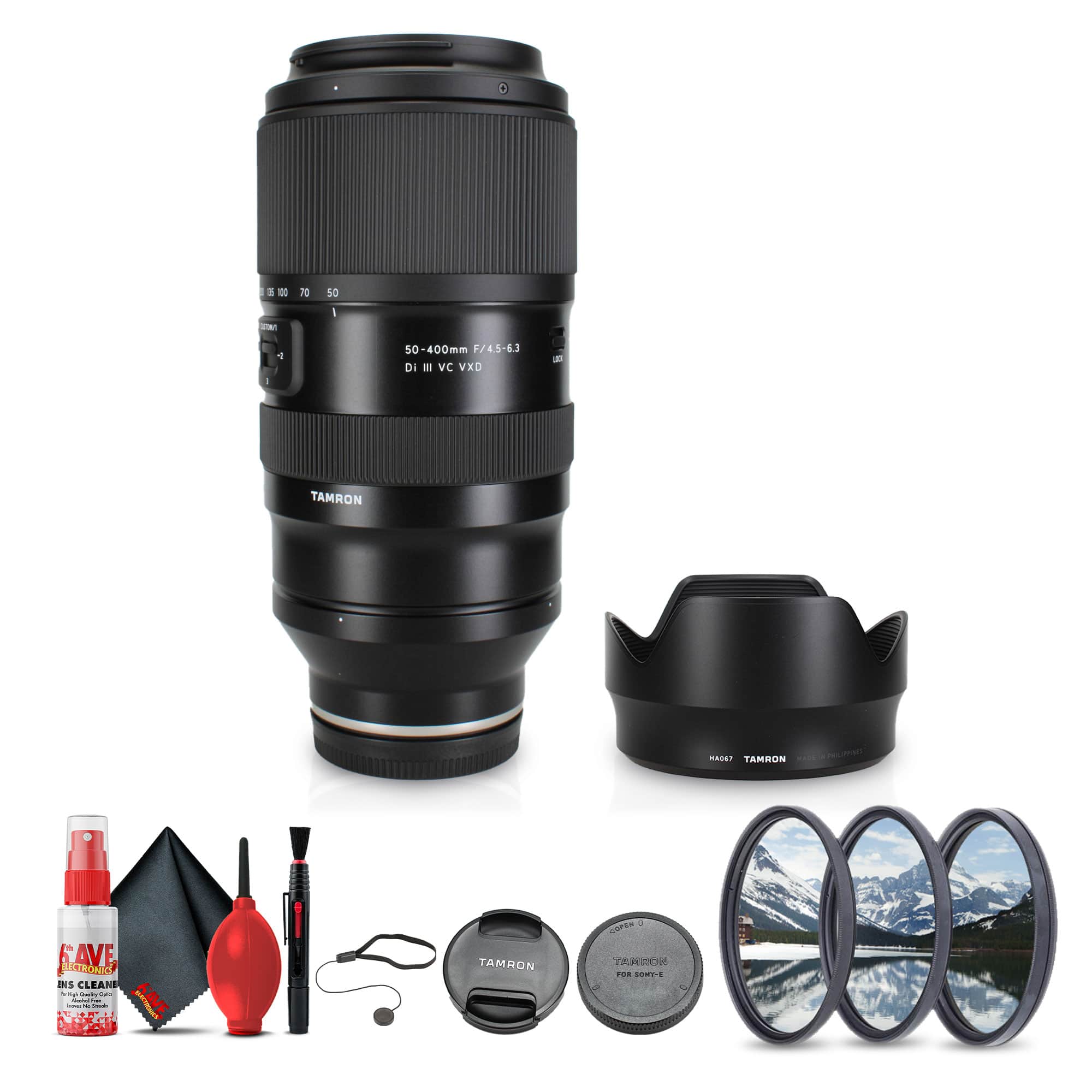 Tamron - 50-400mm f/4.5-6.3 Di III VC VXD Lens (Sony E) + Lens Filter Kit + More Bundle (International Version)