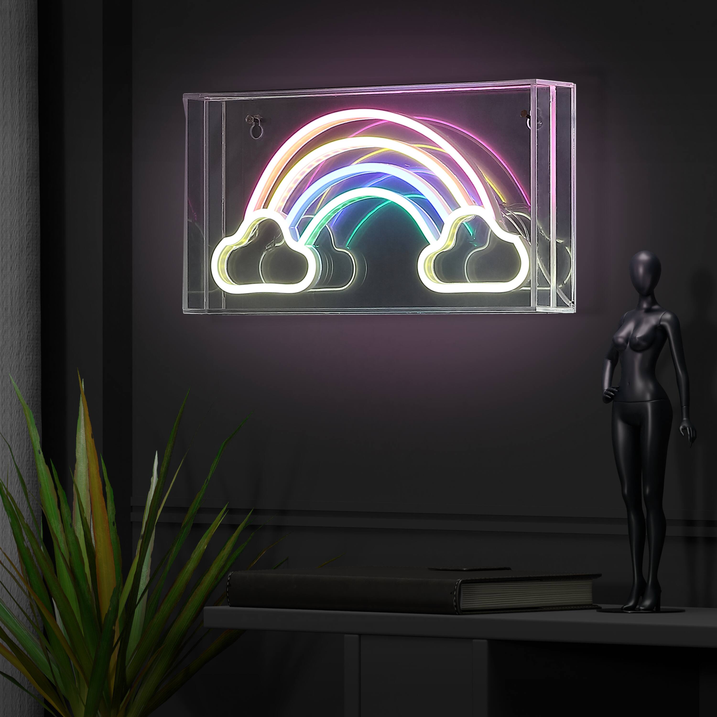 Alt View 4. Jonathan Y - Rainbow 11.75" Contemporary Glam Acrylic Box USB Operated LED Neon Light, Multi-Colored - Multi Color.