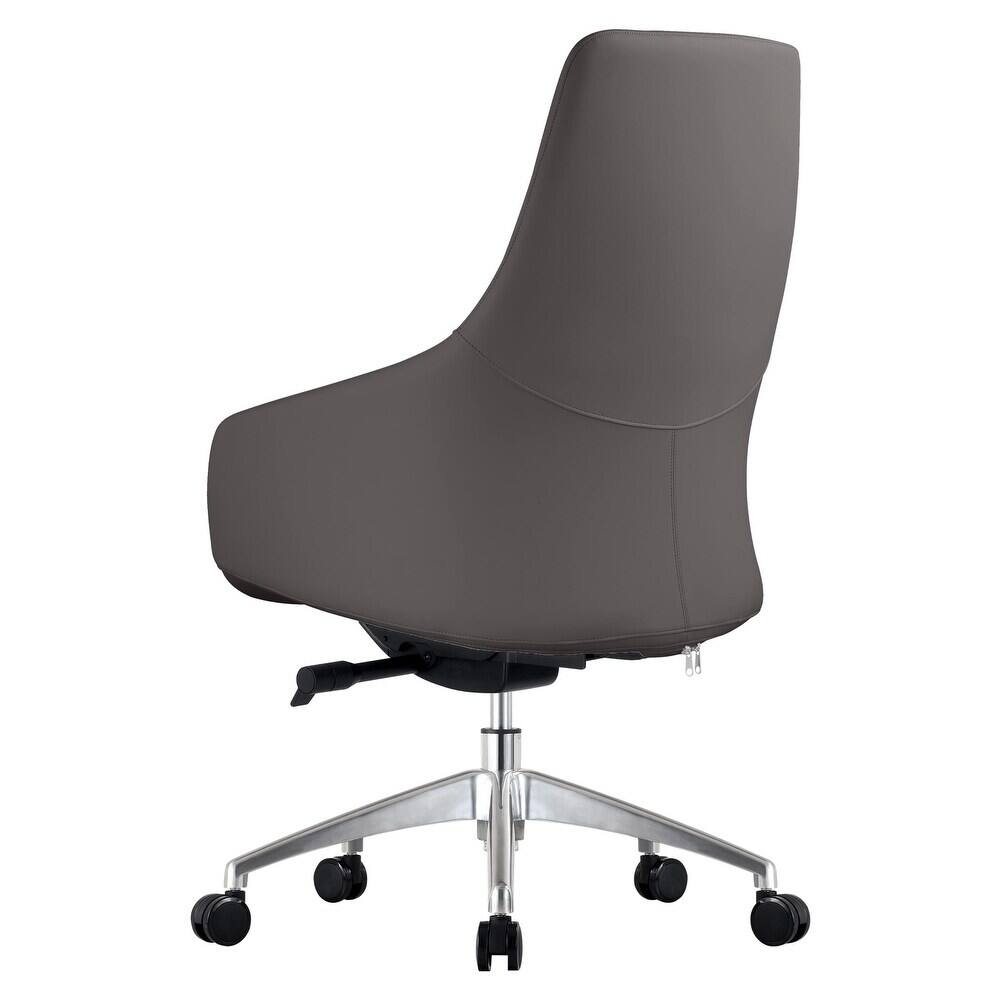 Alt View 2. LeisureMod - Celeste High-Back Office Chair - Modern Leather Upholstery, Adjustable Height, Swivel & Tilt Armrest Desk Chair - Grey.