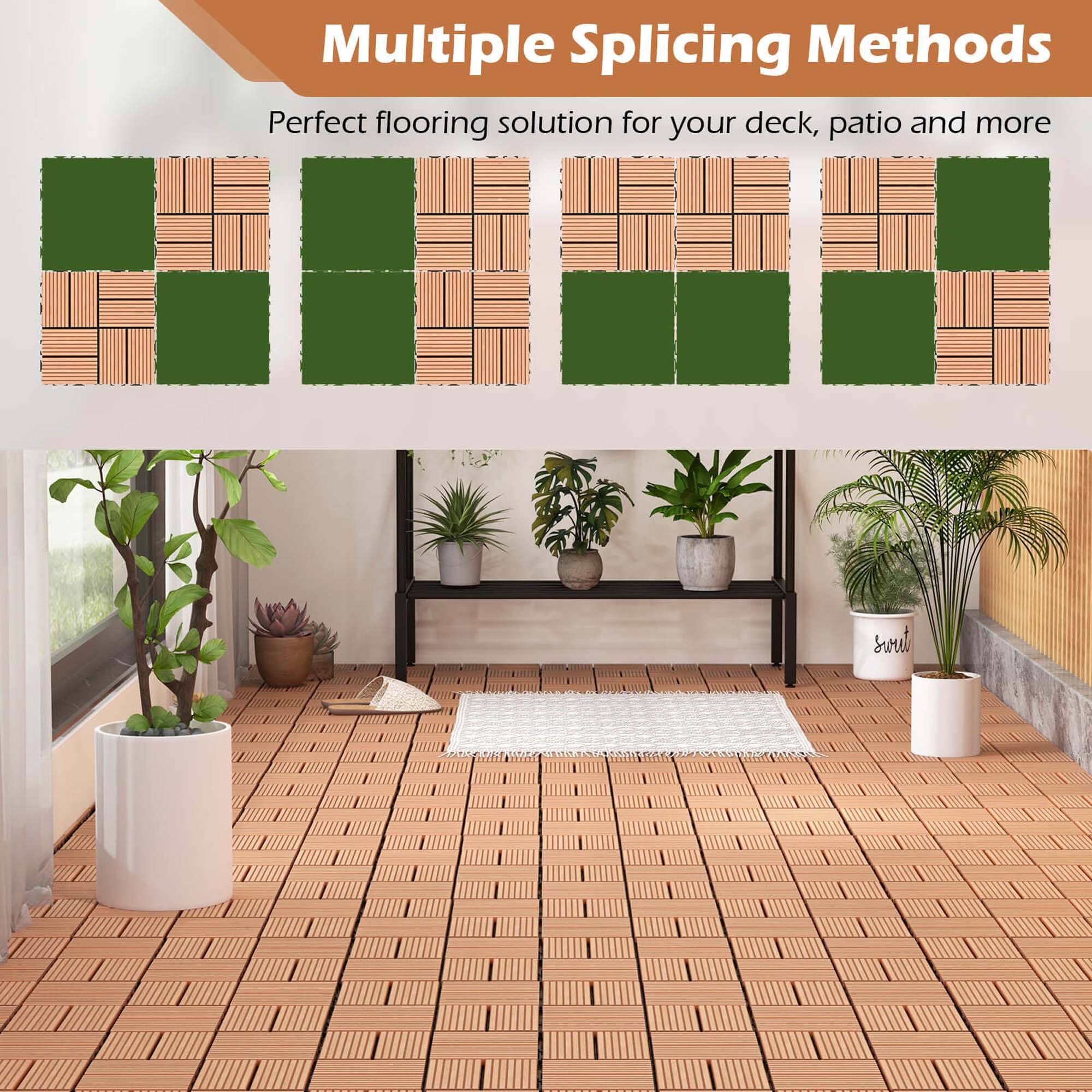 Multiple Splicing Methods  
Perfect flooring solution for your deck, patio and more