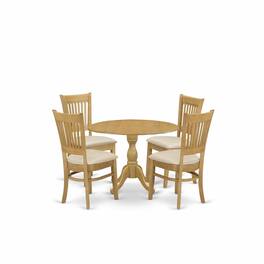 East West Furniture - DMVA5C 5 Piece Modern Dining Table Set - Dinner Table and 4 Linen Fabric Dining Room - Oak