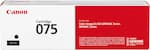 Canon
Cartridge 075
Black / Noir
Negro / Preto
For: Pour: Para:
Color imageCLASS LBP640C Series
MF660C Series
For optimum print quality, we recommend using genuine Canon toner cartridges.
Pour une qualité d'impression optimale, nous recommandons d'utiliser des cartouches toner Canon authentiques.
Para una calidad de impresión óptima, le recomendamos utilizar cartuchos de toner Canon originales.
Para una mejor calidad de impresión, recomendamos que se utilicen cartuchos de toner Canon genuinos.
CANON
GENUINE
TONER, CARTRIDGE & PARTS