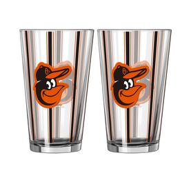 Logo Brands - Baltimore Orioles Two-Piece 16oz. Striped Pint Glass Set - Multicolor