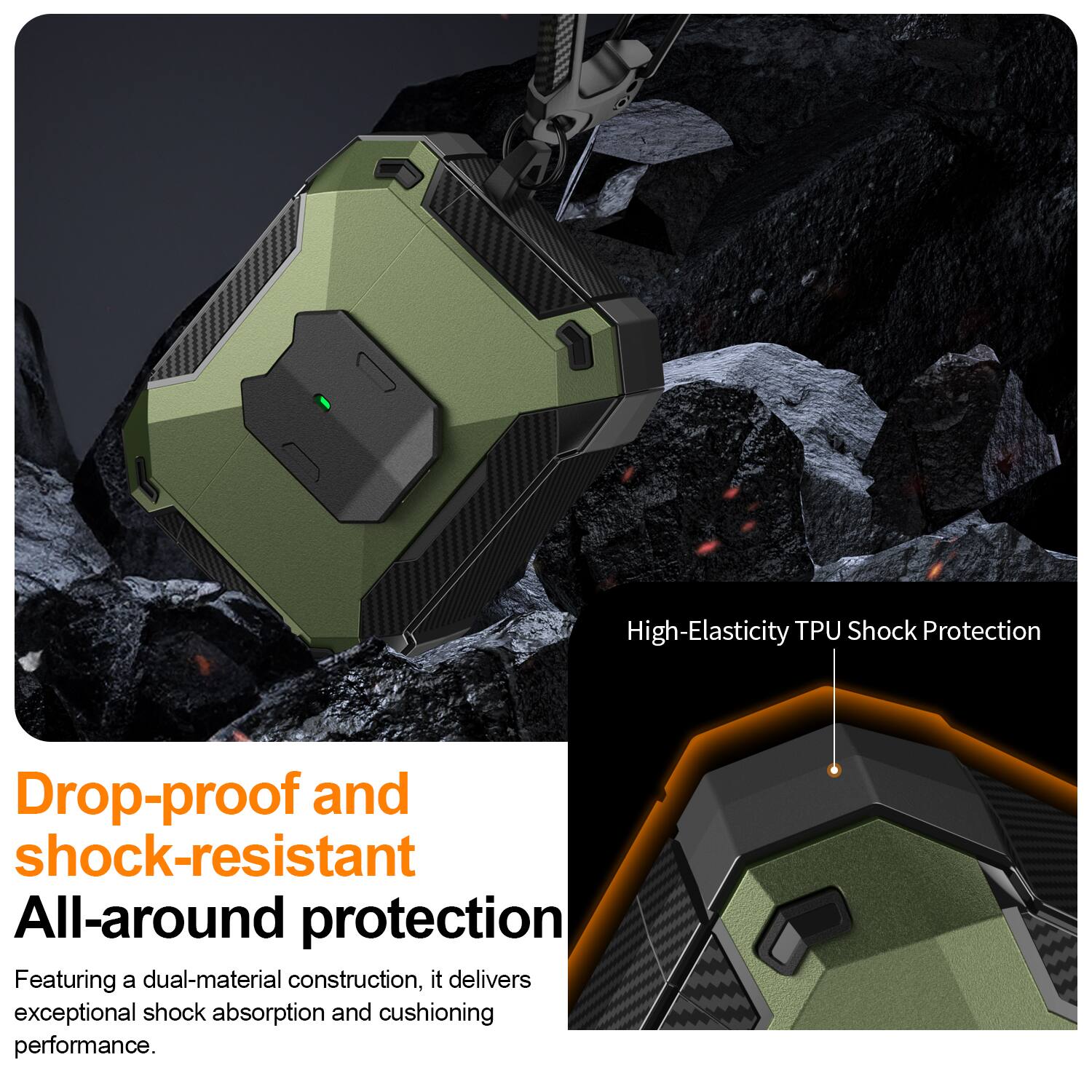 High-Elasticity TPU Shock Protection

Drop-proof and shock-resistant

All-around protection

Featuring a dual-material construction, it delivers exceptional shock absorption and cushioning performance.