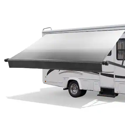 Front. VEVOR - Motorized RV Awning Complete Kit, 15.06FT Electric Retractable RV Awning with Aluminum Alloy Frame & Waterproof Fabric - Gradient Black.