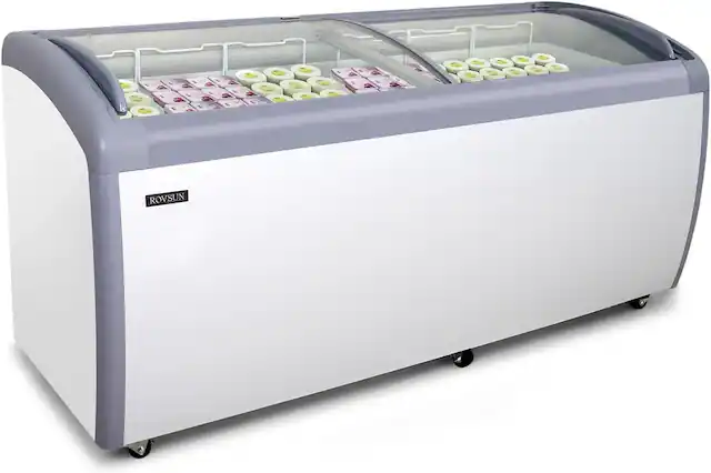 Front. Winado - 19 Cu.Ft Commercial Ice Cream Freezer, 71" Chest Freezer Glass Top Display Case w/4 Removable Baskets, Lockable Wheels - White.