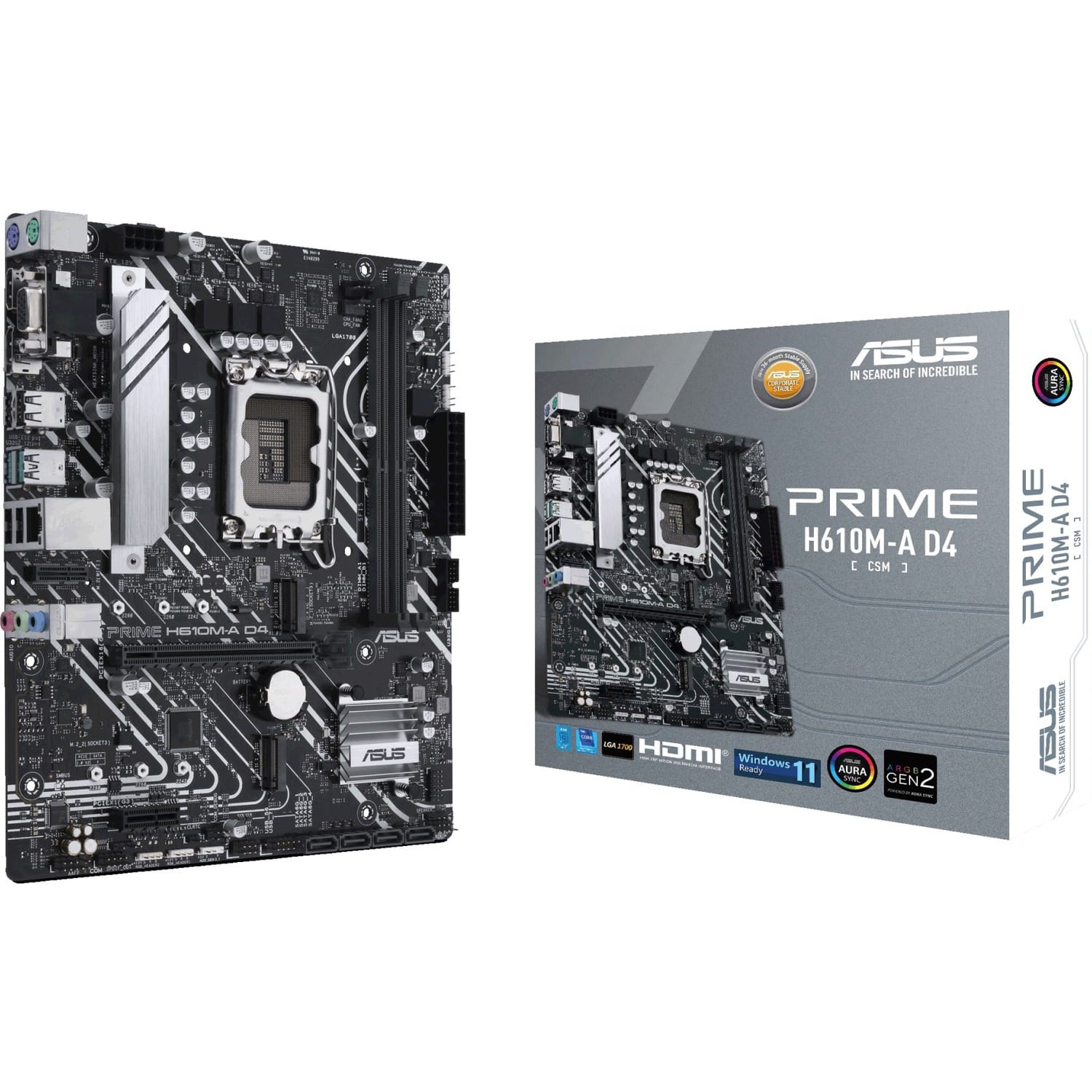 ASUS - Prime H610M-A D4-CSM Desktop Motherboard