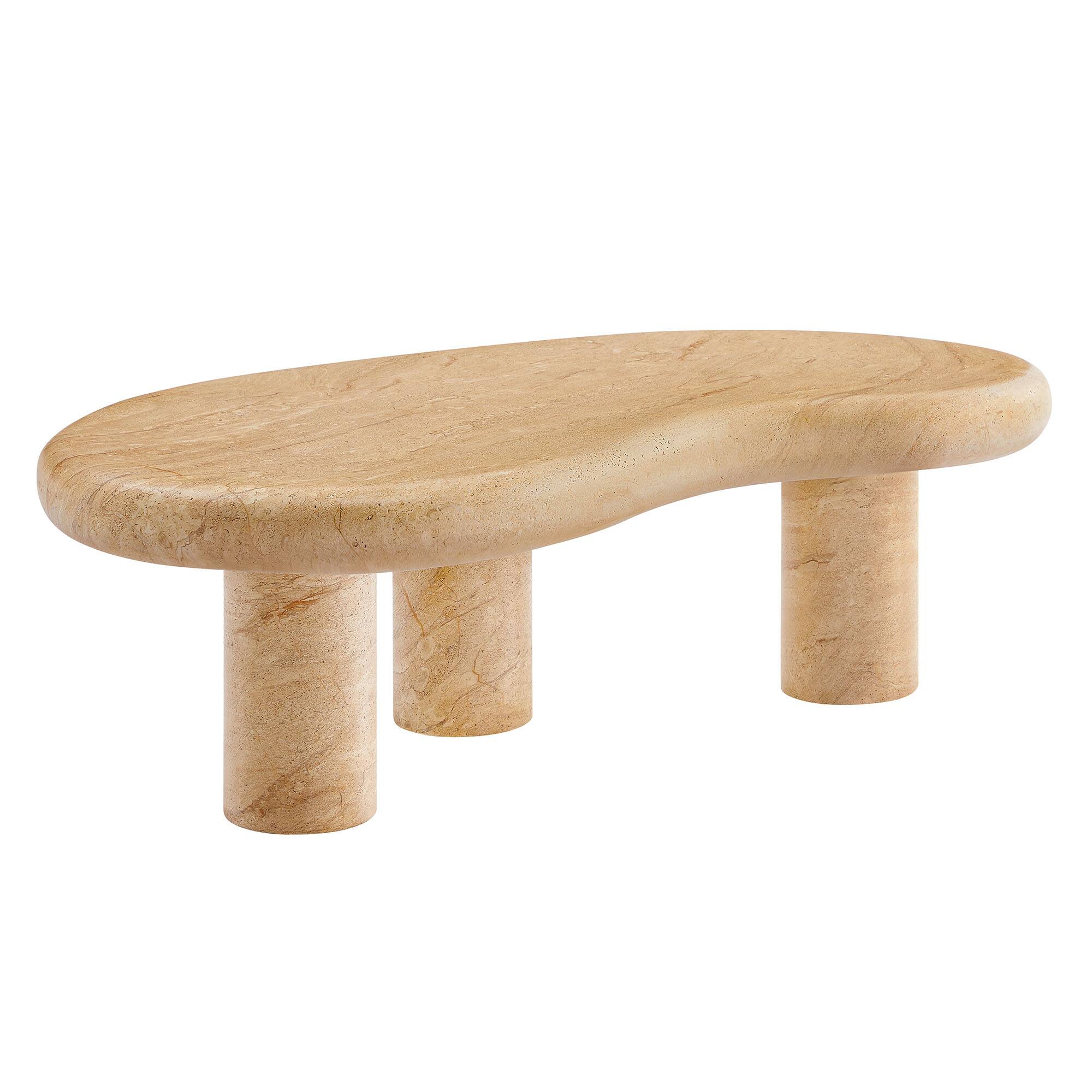 Angle. Modway - Elowen Indoor - Outdoor Patio Textured Faux Travertine Coffee Table by Modway - Travertine.