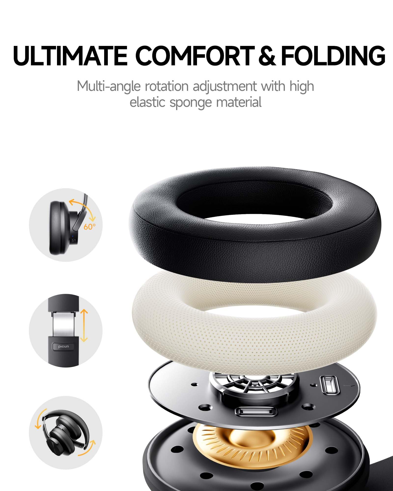 ULTIMATE COMFORT & FOLDING

Multi-angle rotation adjustment with high elastic sponge material