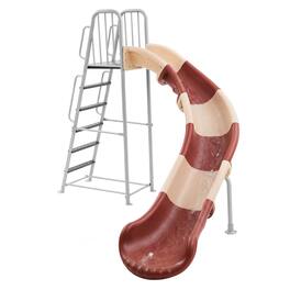 VEVOR - Water Slide, Big 10 ft Outdoor Waterslide with Built in Adjustable Sprinkler and Ladder, Free Standing Pool Slide - Silver;Brown