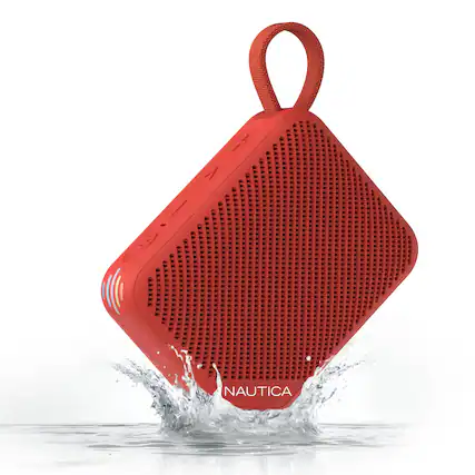 Front. Nautica - Nautica Nayman SP500 Portable Bluetooth Speaker, 12W Sound, Waterproof, 9H Playtime, Shower, Outdoor (Red) - Red.