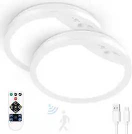 Nordic Hygge - 2-Pack Rechargeable Motion Sensor Ceiling Lights with Remote
