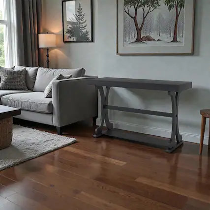 Front. Hivvago - Elegant Narrow Hallway Table with Open Shelf and 52-Inch Length - Black.