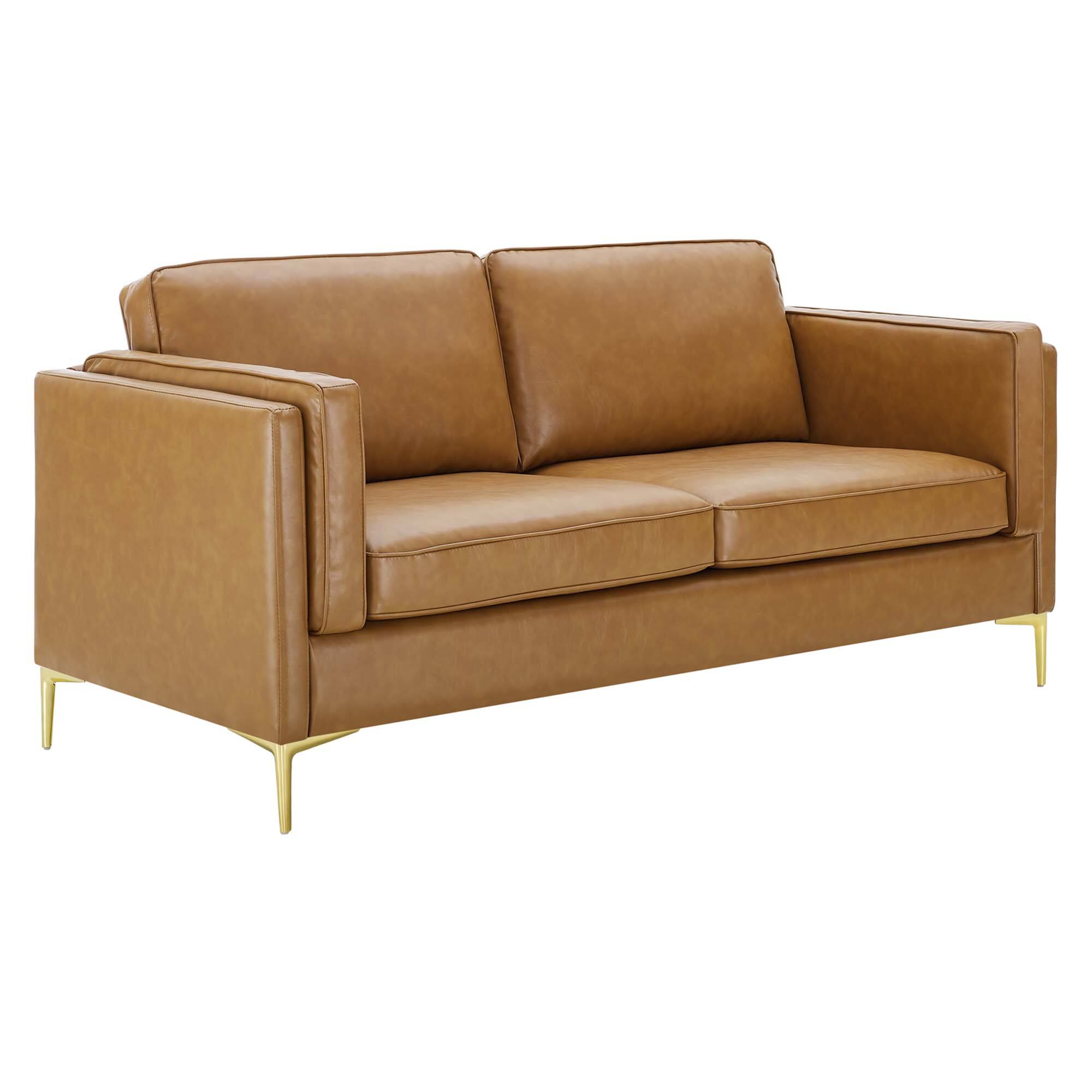 Angle. Modway - Kaiya Vegan Leather Sofa by Modway - Tan.