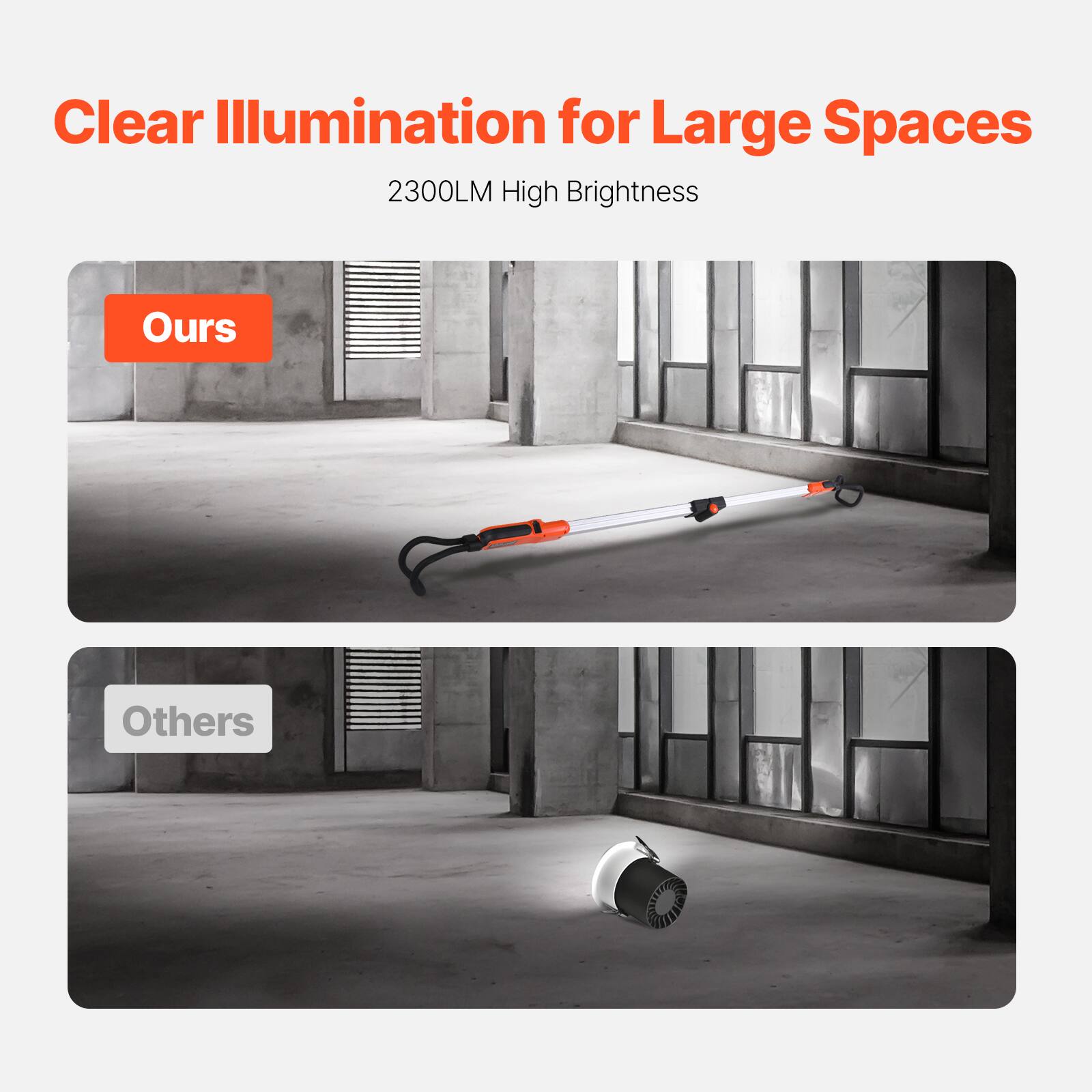 Clear Illumination for Large Spaces  
2300LM High Brightness  

Ours  

Others