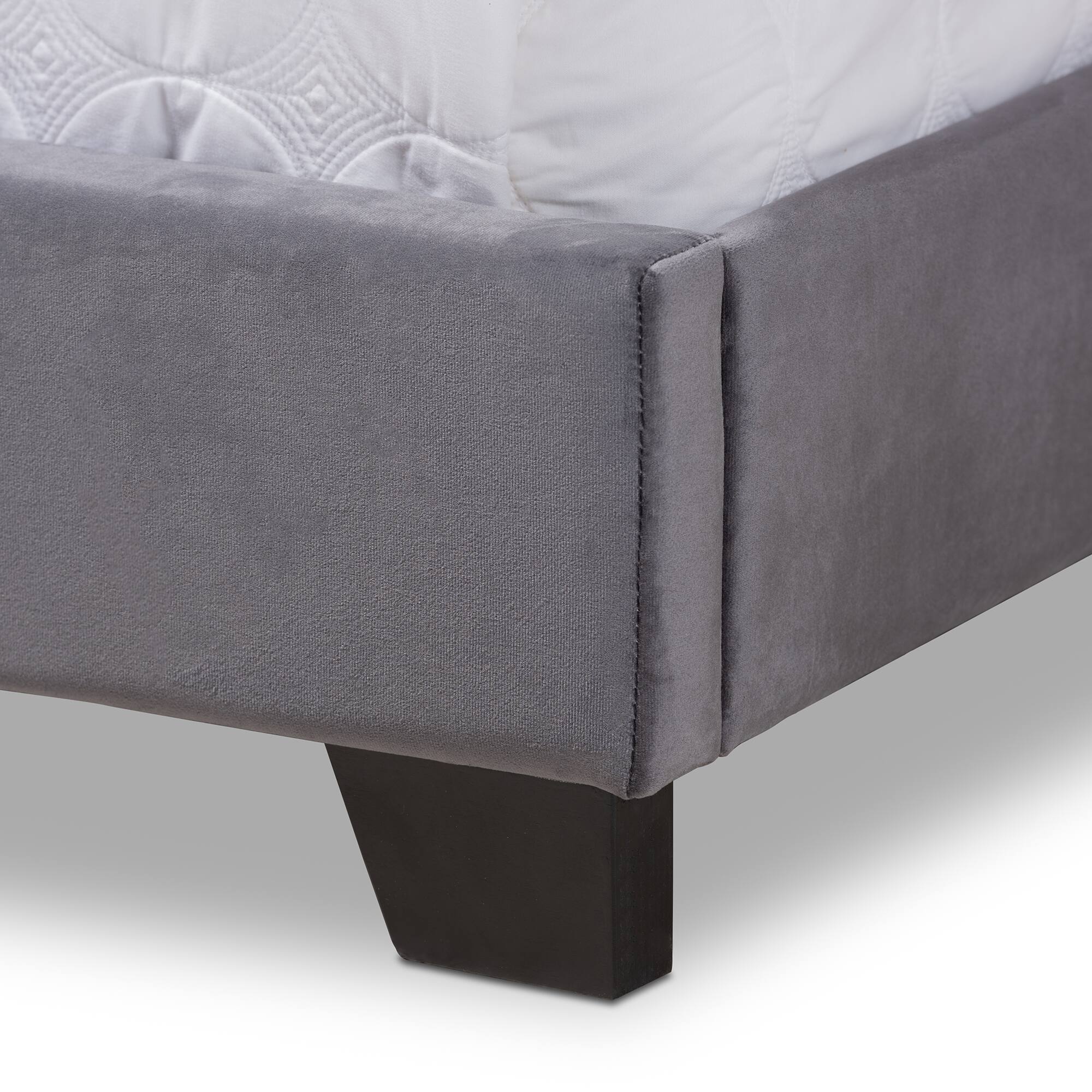 Alt View 1. Baxton Studio - Darcy Luxe and Glamour Velvet Upholstered Bed - Dark Grey.