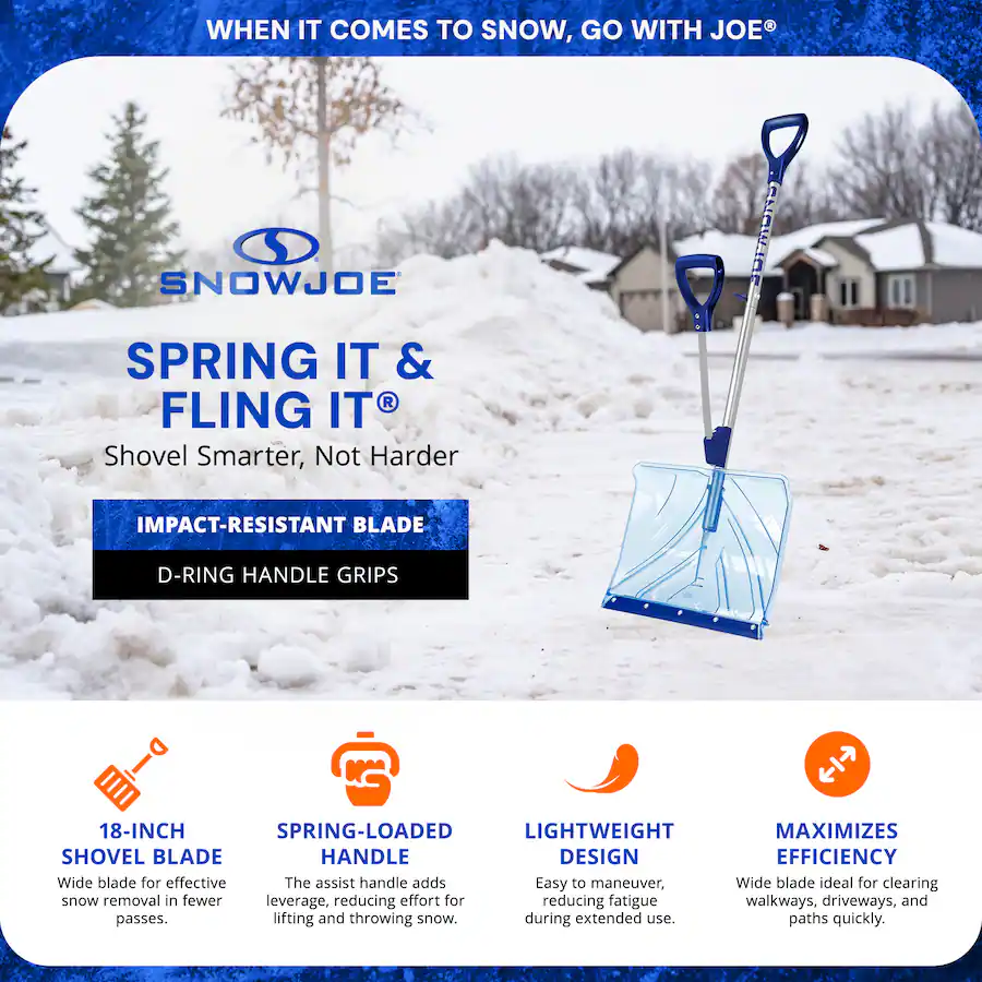 Snow Joe Shovelution Spring Shovel & 15 Amp Corded Snow Blower Thrower ...