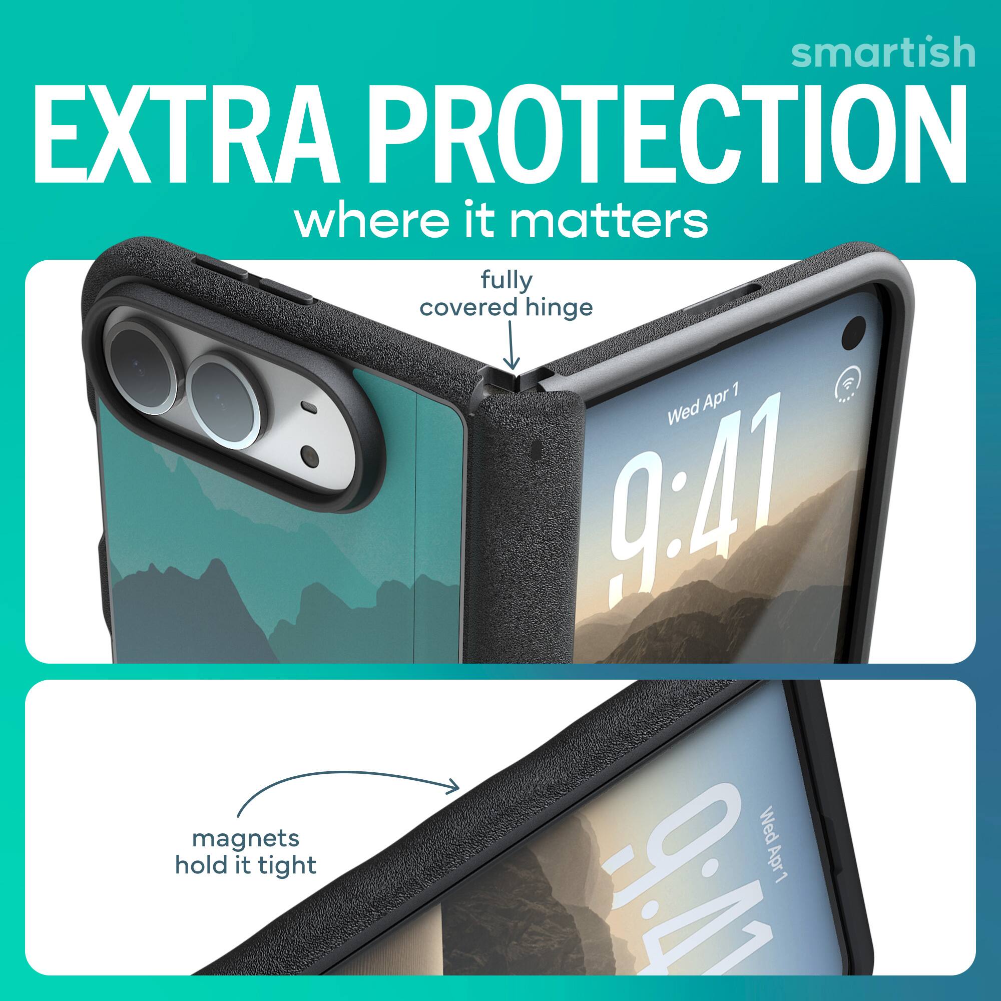 smartish EXTRA PROTECTION where it matters fully covered hinge 1 Wed Apr 9:41 magnets Wed hold it tight 9:02 Apr1