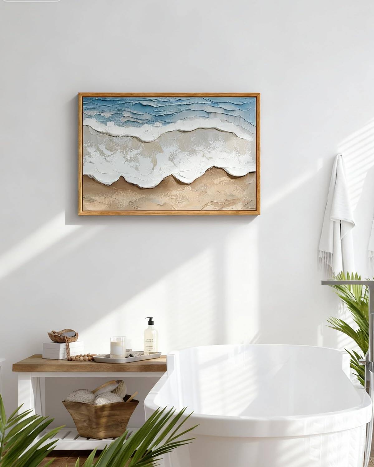 Alt View 2. Hanke - Textured Large Framed Canvas Wall Art Prints Abstract Hand painted Seascape Beach 16 x 24 inches - Tree of Life.