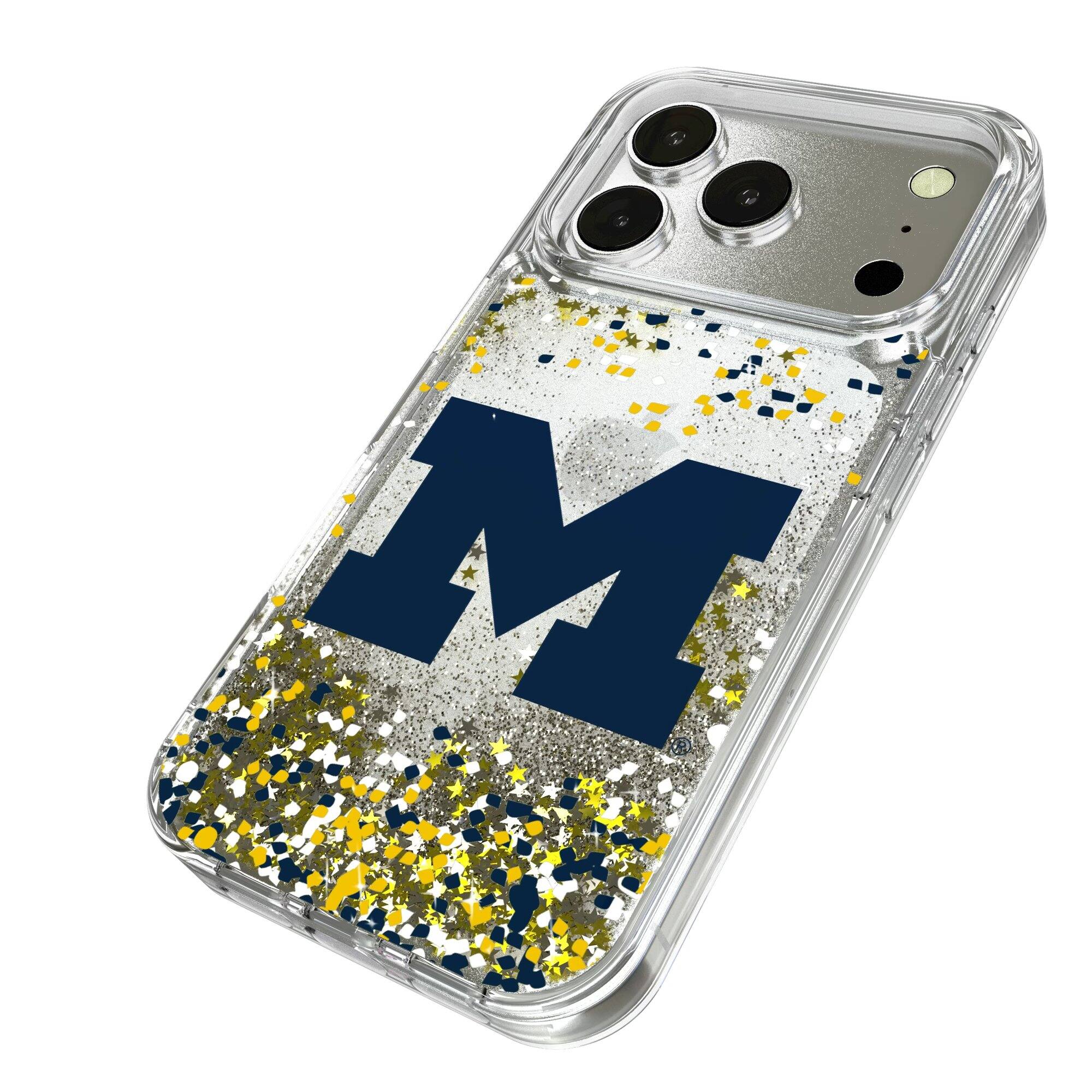 Alt View 1. Keyscaper - Michigan Wolverines iPhone Glitter Confetti Design Case - 14 Pro - Multicolor.