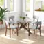 Back. Costway - Upholstered Dining Chairs Set of 4 with Solid Rubber Wood Frame, Curved Backrest - Grey.
