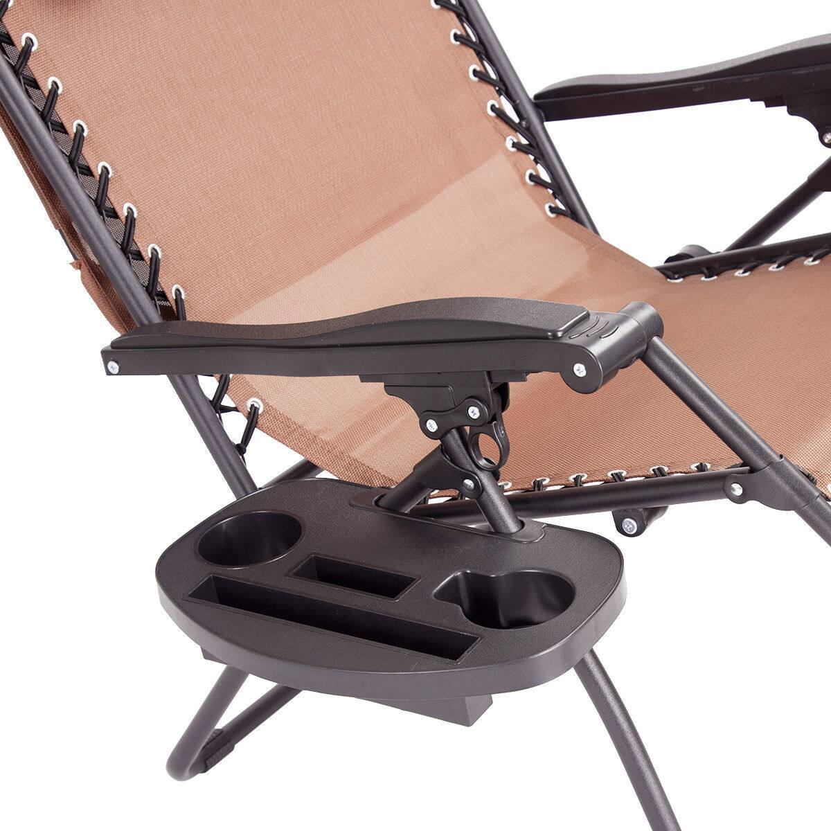 Alt View 9. Gymax - Gymax Folding Recliner Zero Gravity Lounge Chair W/ Shade Canopy Cup Holder Brown - Brown.