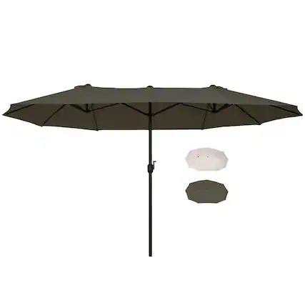 Front. Spaco - Spaco 15Ft Extra Large Double-Sided Patio Umbrella, Crank for Deck, Lawn - Grey.
