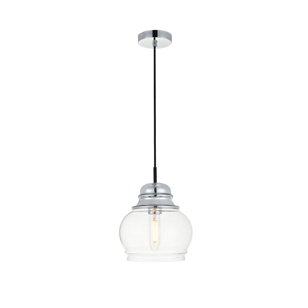 Alt View 3. Living District - Kenna 1 Light Chrome Pendant With Clear Glass - Chrome And Clear.