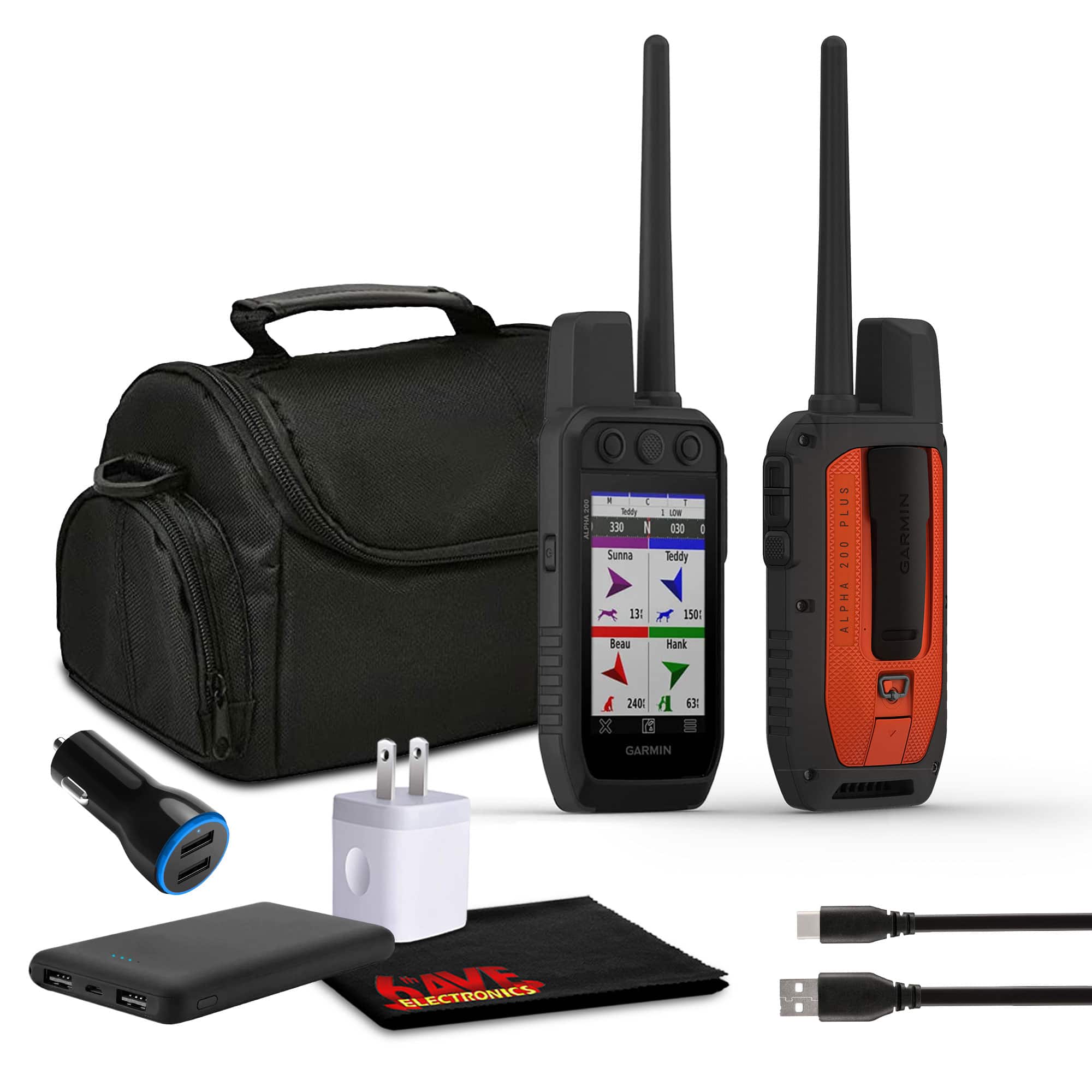 Garmin - Alpha 200 Plus Dog Tracking and Training GPS Handheld + Accessories - Black