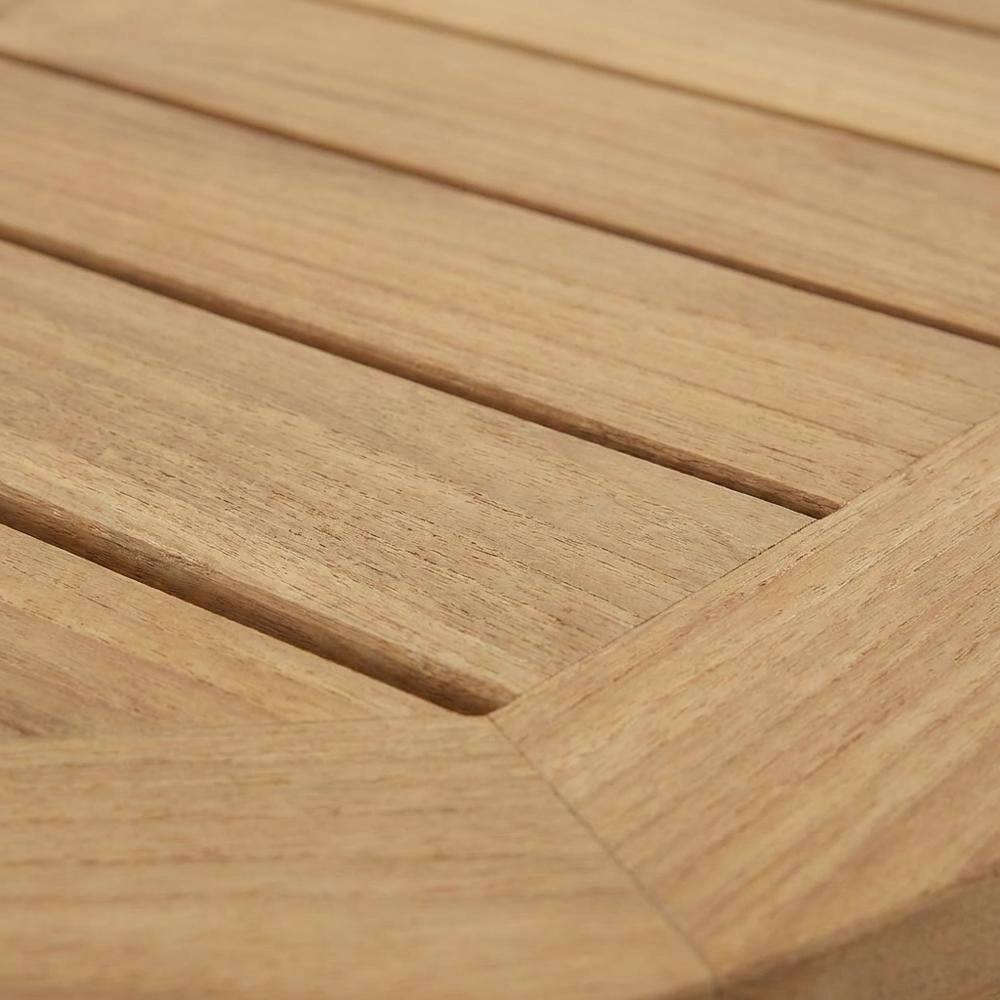 Alt View 1. Outdoor Escape - Teak Outdoor Coffee Table With Round Top And Rustic Finish - Brown.