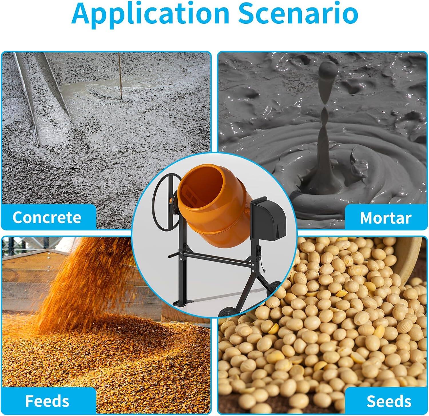 Application Scenario

- Concrete
- Mortar
- Feeds
- Seeds