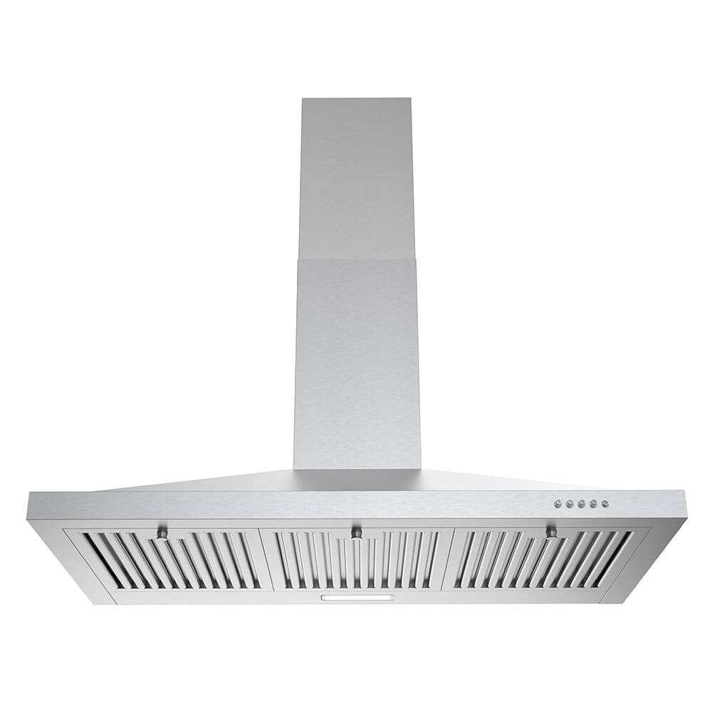 Angle. Streamline - 36 in. Gaiola Ducted Wall Mount 220 CFM Range Hood, Baffle Filters, Push Button Control, LED Light - Brushed Stainless Steel.