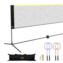 VEVOR - Badminton Net, Height Adjustable Volleyball Net, 20ft Wide Foldable Pickleball Net, Portable Tennis Net Set with Poles - Black + yellow
