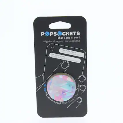Popsockets
phone grip & stand
poignée et support de téléphone
Snap better photos
Prenez de meilleures photos
Text with one hand
Envoyez des textos d'une seule main
TRY ME!
ESSAYEZ-MOI!
Pull twice to expand
Tirez deux fois pour étendre